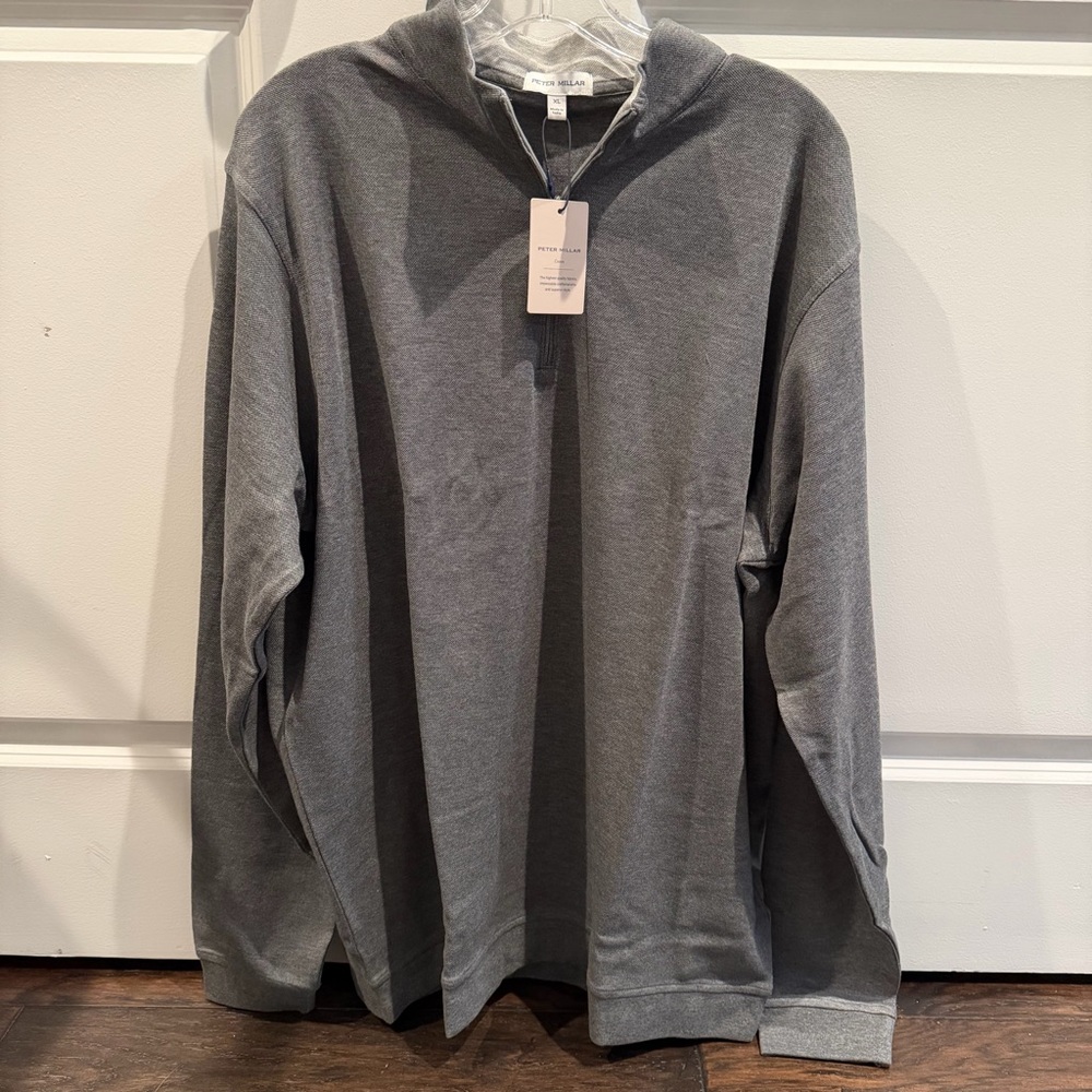 Peter Millar Crown Comfort Quarter-Zip Pullover NWT MF25K49 grey men’s XL